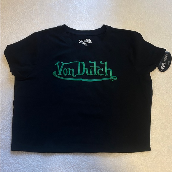 Von Dutch Black Tee with emerald green Logo - Picture 3 of 5